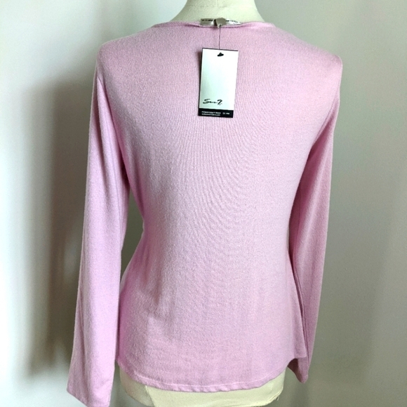 Nwt Seven 7 Pink Faux Wrap Sweater L - Picture 3 of 9